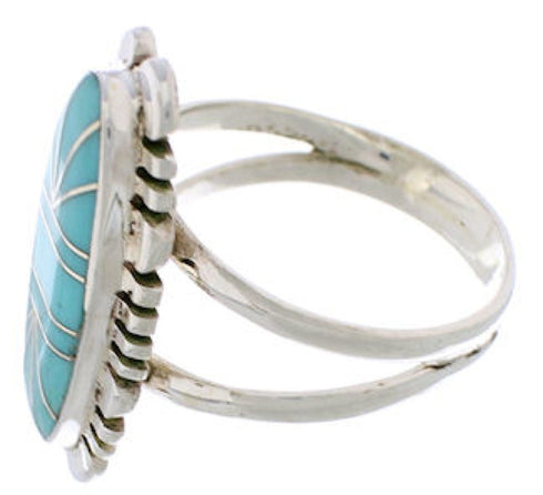 Sterling Silver Turquoise Inlay Southwestern Ring Size 5-1/4 TX28477
